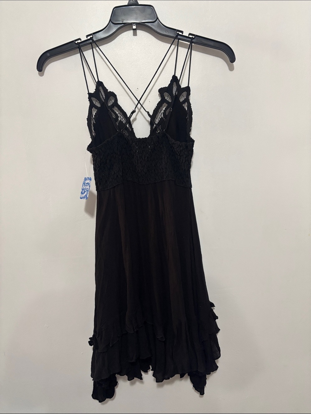 NWT Free People Adella Lace Slip Mini Dress Black Size Small - Picture 4 of 4